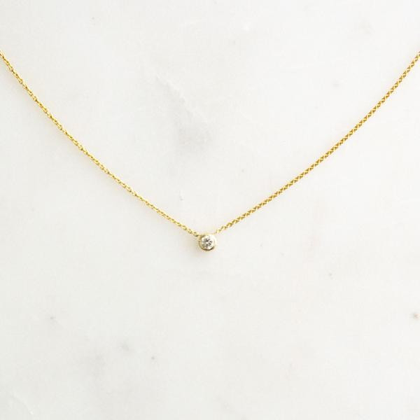 14K Gold Modern Solitaire Diamond Necklace | Vana Chupp Studio