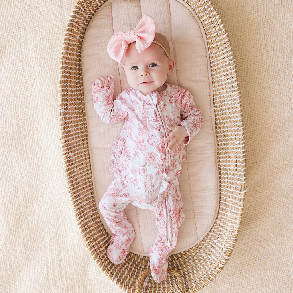 Floral White Baby Girl Sleeper | Antoinette | Posh Peanut