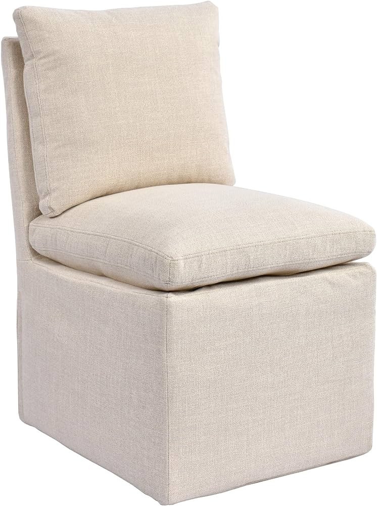 Duhome Upholstered Armless Dining Chair with Casters,Linen Accent Chair for Living Room,Single So... | Amazon (US)