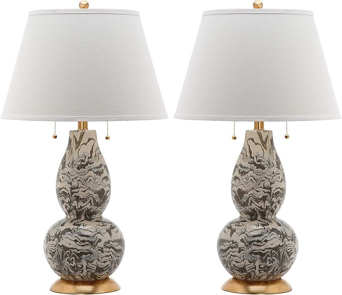 SAFAVIEH Lighting Collection Modern Swirls Grey / White 29-inch Bedroom Living Room Home Office D... | Amazon (US)
