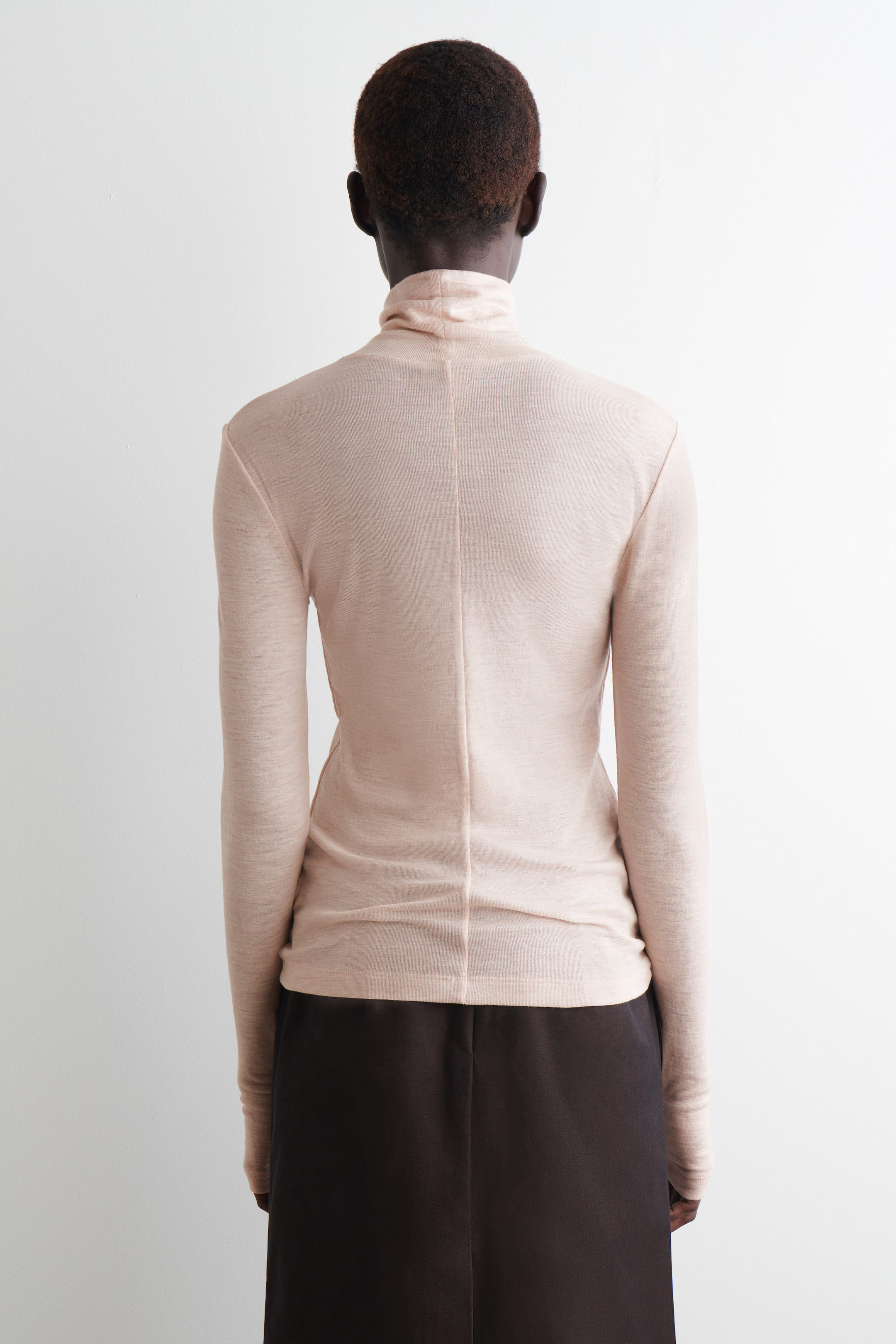 MERINO WOOL HIGH-NECK TOP - LIGHT-BEIGE MÉLANGE | COS GB | COS UK