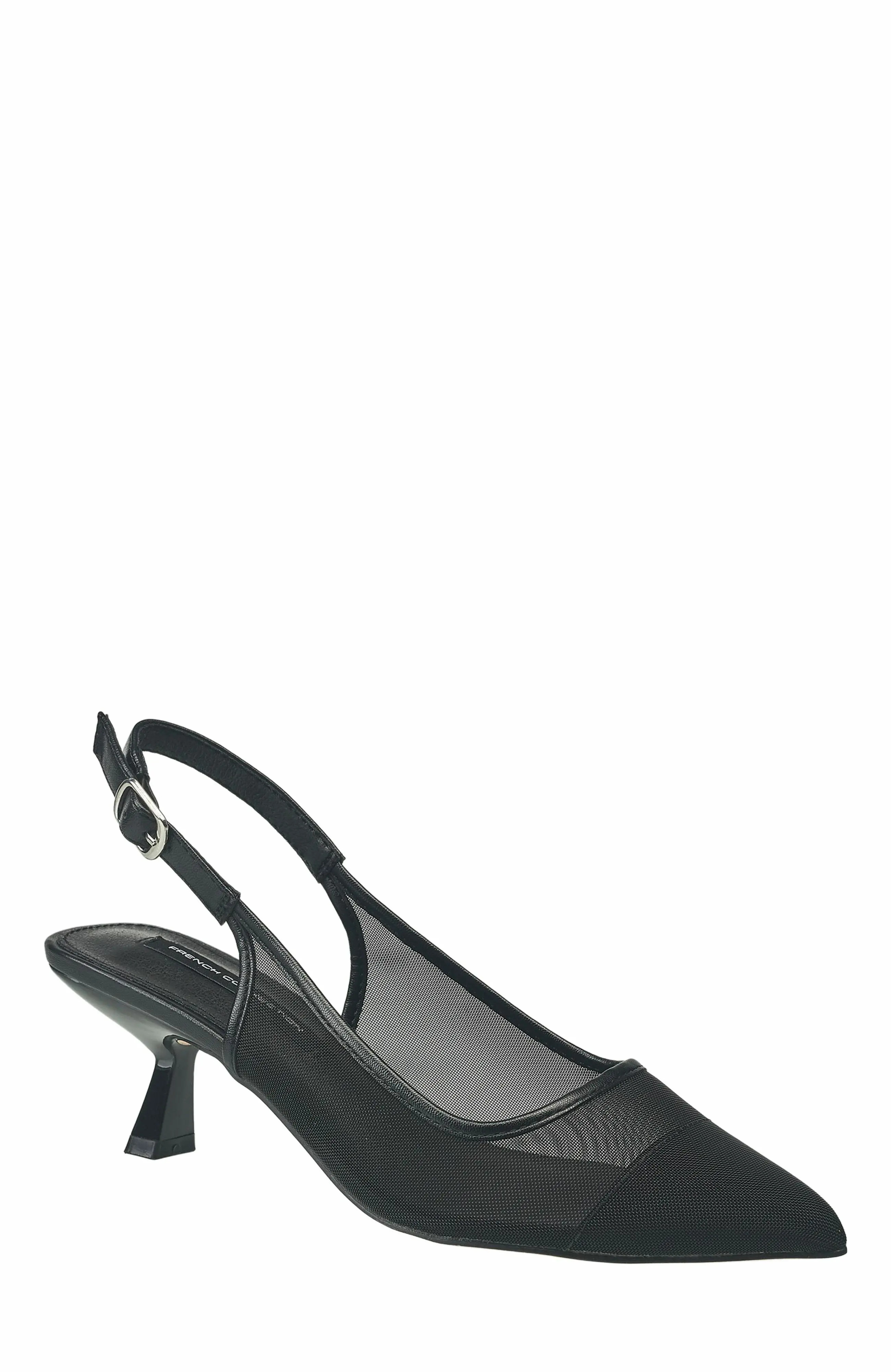 French Connection Elea Mesh And Stone Slingback in Black at Nordstrom, Size 10 | Nordstrom