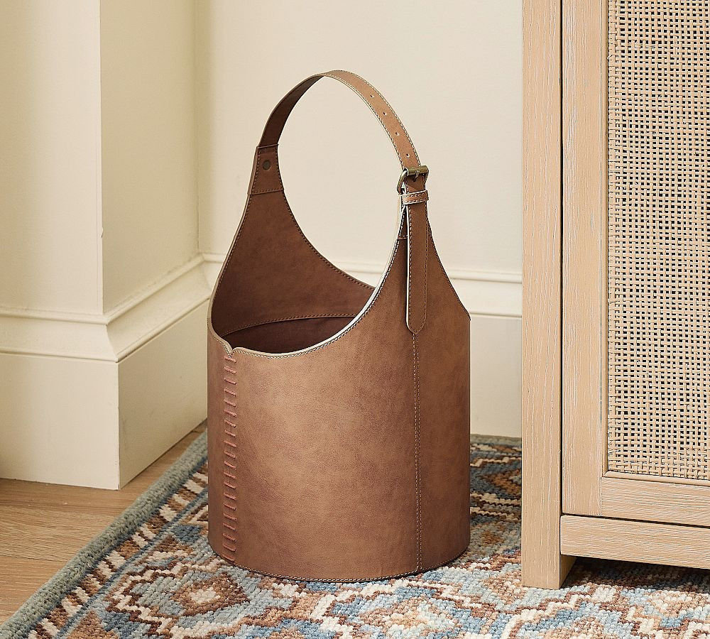 Cliff Leather Waste Basket | Pottery Barn (US)