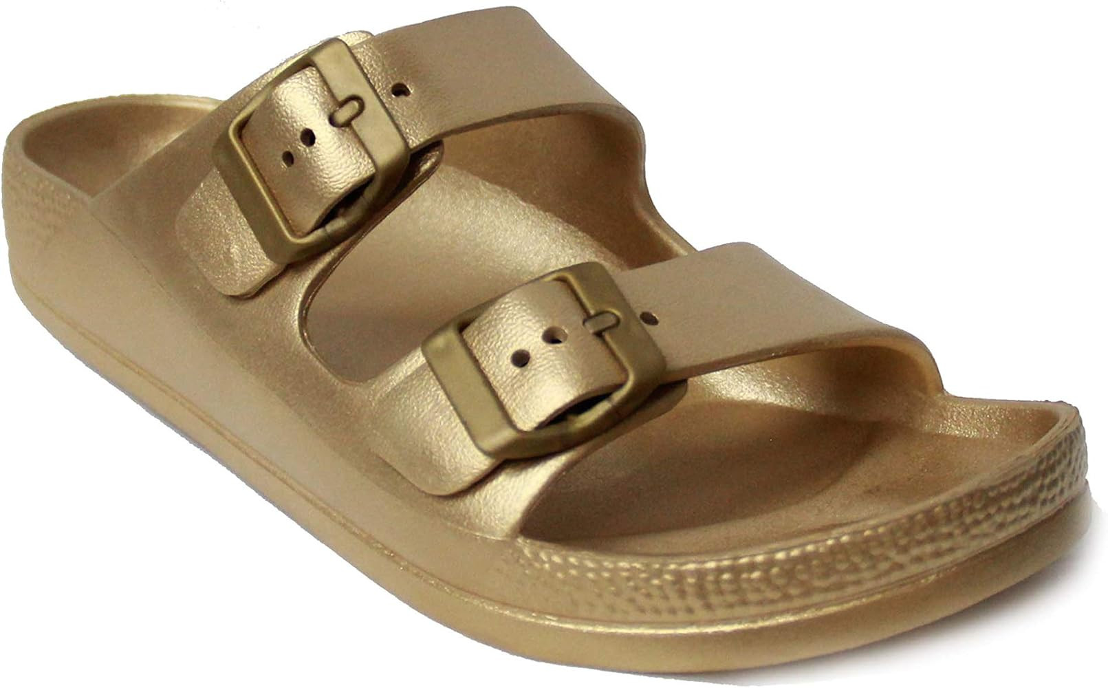 H2K Women's Lightweight Comfort Soft Slides EVA Adjustable Double Buckle Flat Sandals Buddy | Amazon (US)