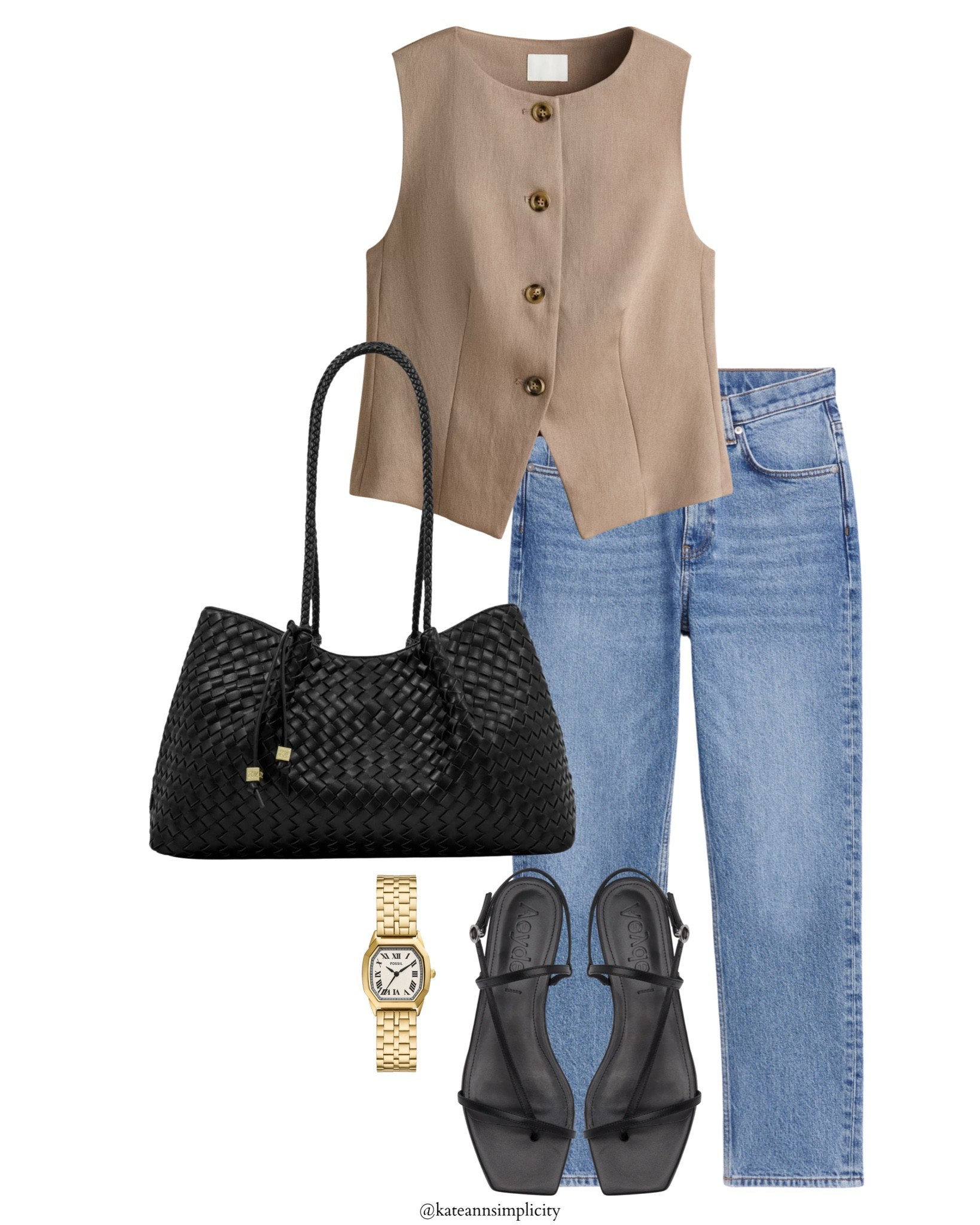 Waistcoat outfit
Woven bag
Summer style
Sandals 
Premium quality

#LTKgrwm #LTKSeasonal #LTKOver40