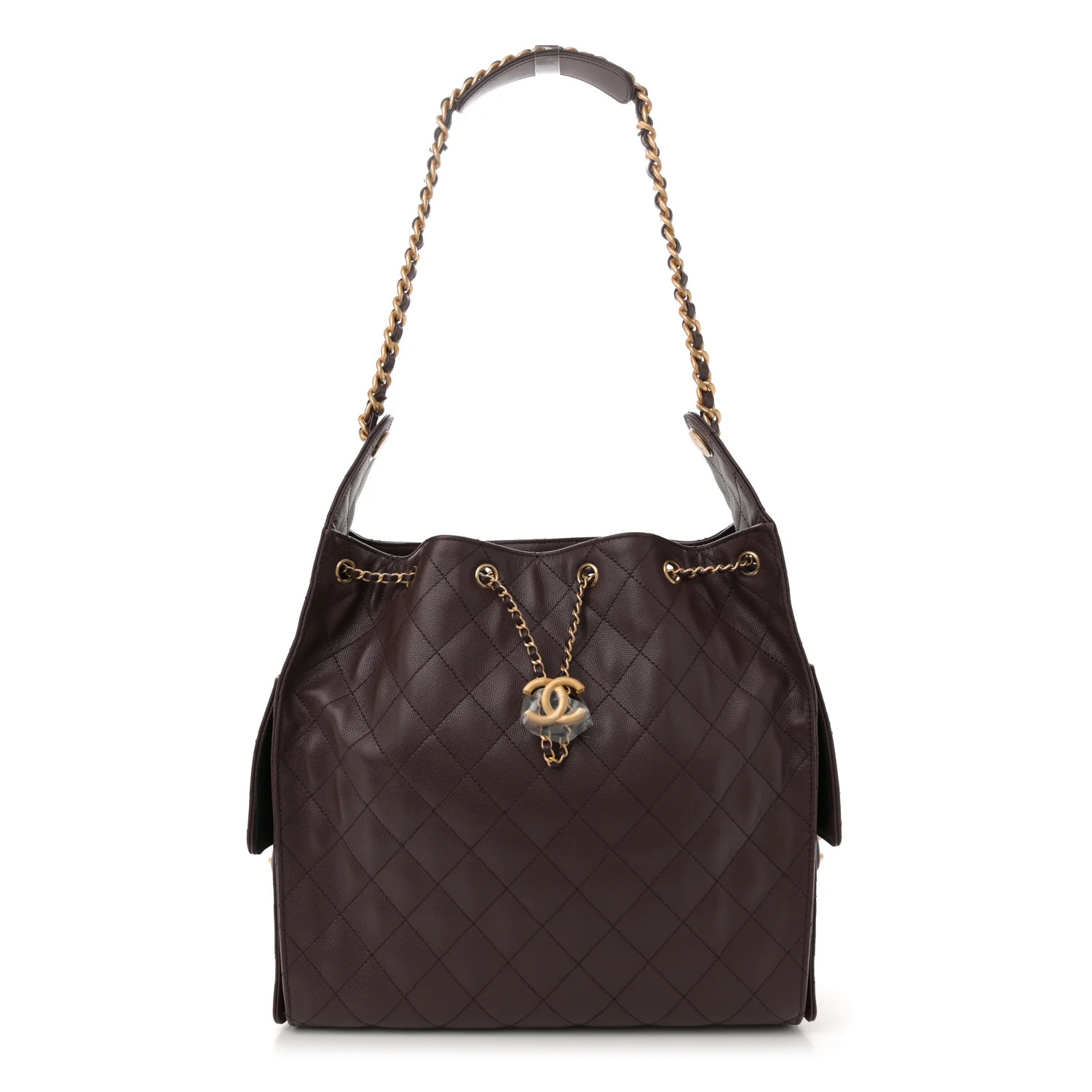 Caviar Quilted Medium Chanel 25 Handbag Dark Brown | FASHIONPHILE (US)