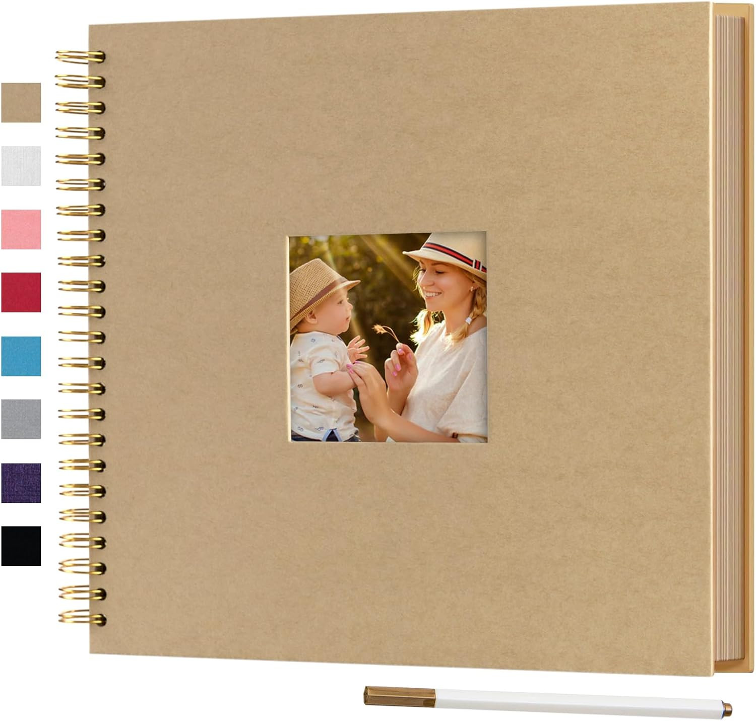 12 x 12 Inch Large DIY Scrapbook Photo Album with Window Design Cover 80 Pages Craft Paper Memory... | Amazon (US)