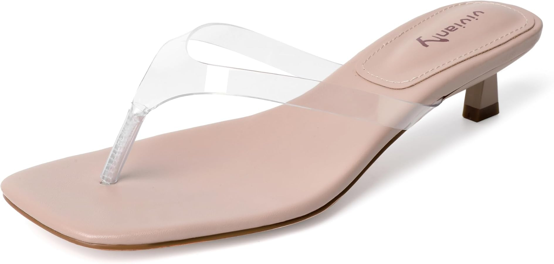 vivianly Women's Flip Flops Kitten Heel Sandals Backless Slippers Stiletto Heel Pinch toe Sandals... | Amazon (US)