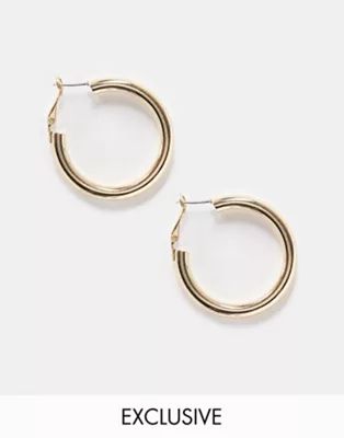 Liars & Lovers Exclusive tube hoop earrings in gold | ASOS (Global)