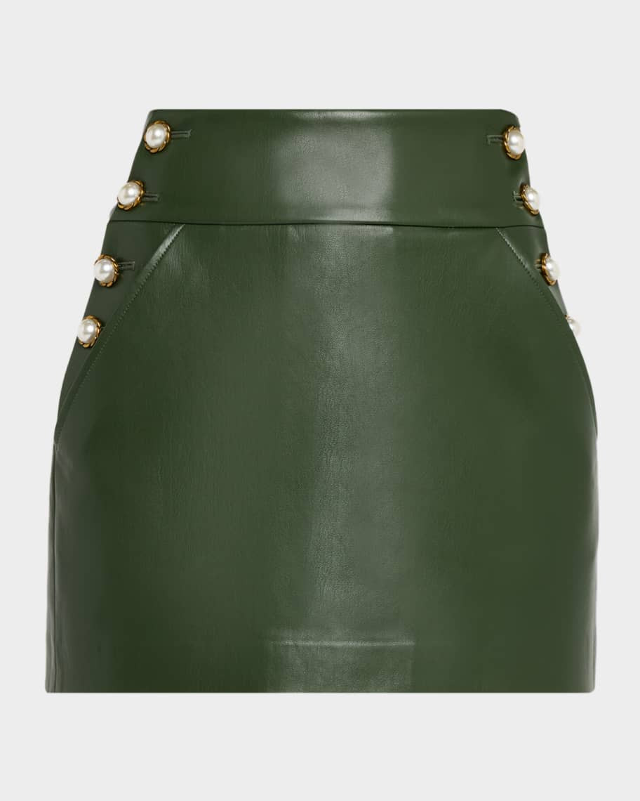 Alice + Olivia Donald Vegan Leather Mini Skirt | Neiman Marcus
