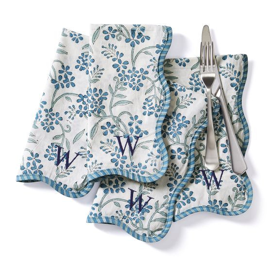 Scalloped Block Print Napkins, Set of 4 | Mark and Graham