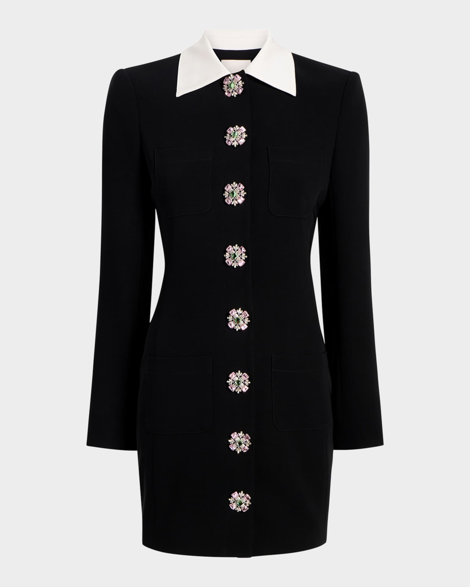 Sheryl Tailored Crystal-Button Mini Dress | Neiman Marcus