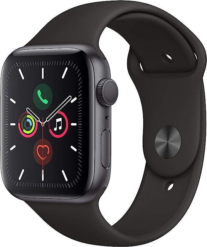 Apple Watch Series 5 (GPS, 44mm) - Space Gray Aluminum Case with Black Sport Band | Amazon (US)