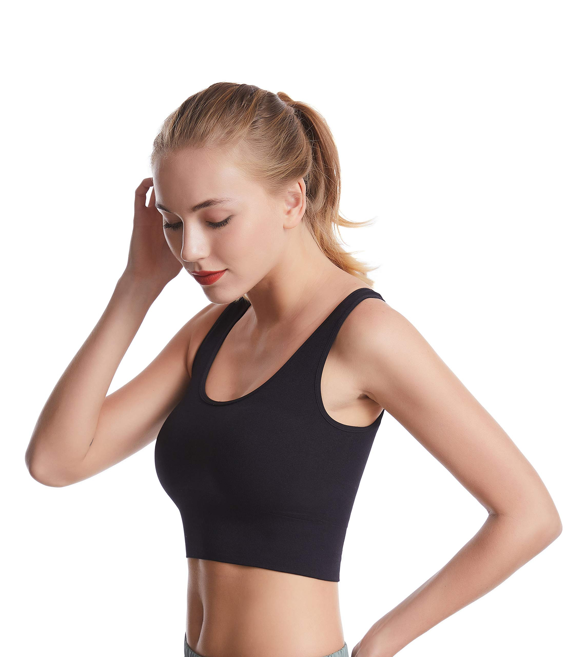 COMFY BRA Women's Light Support Seamless Sport Bra Wireless Yoga Bralette Top | Amazon (US)