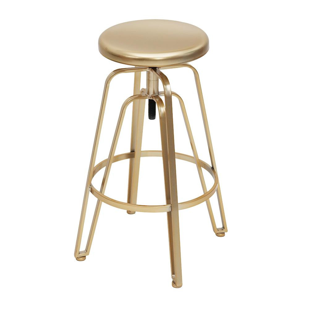 30 in. Swivle Adjustable Height Gold Bar Stool | The Home Depot