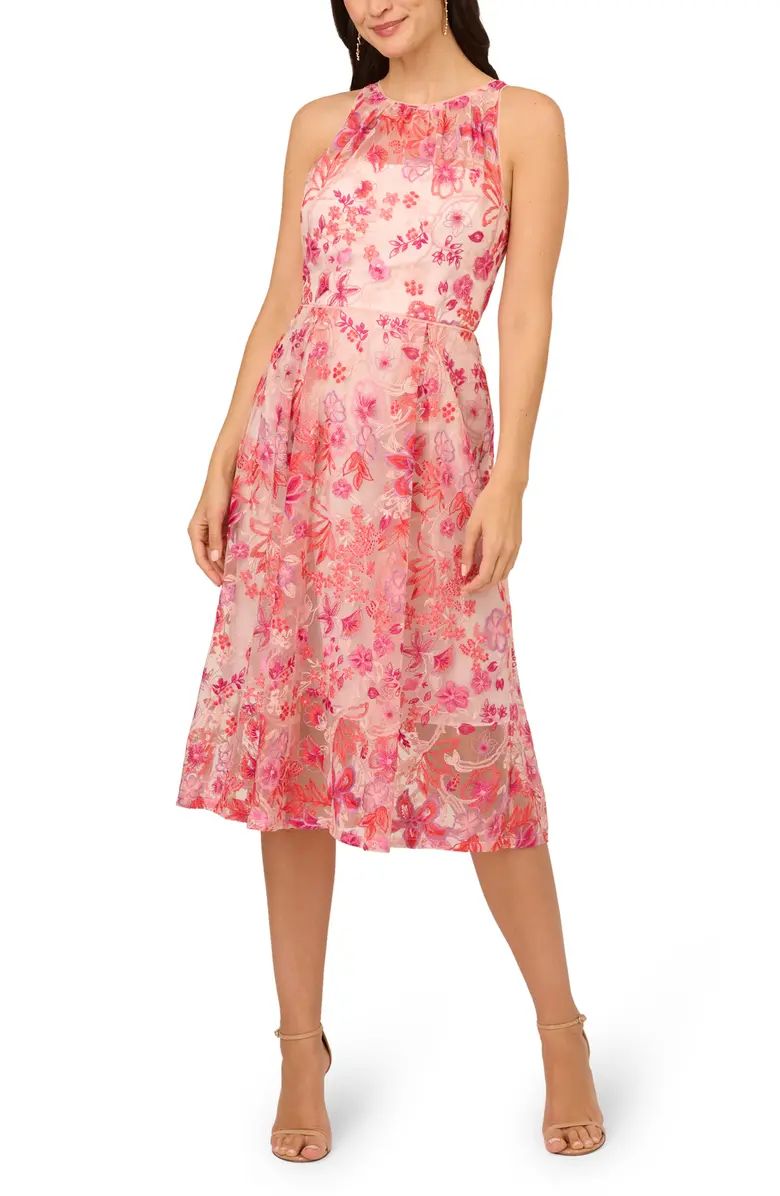 Floral Embroidered Fit & Flare Midi Dress | Nordstrom