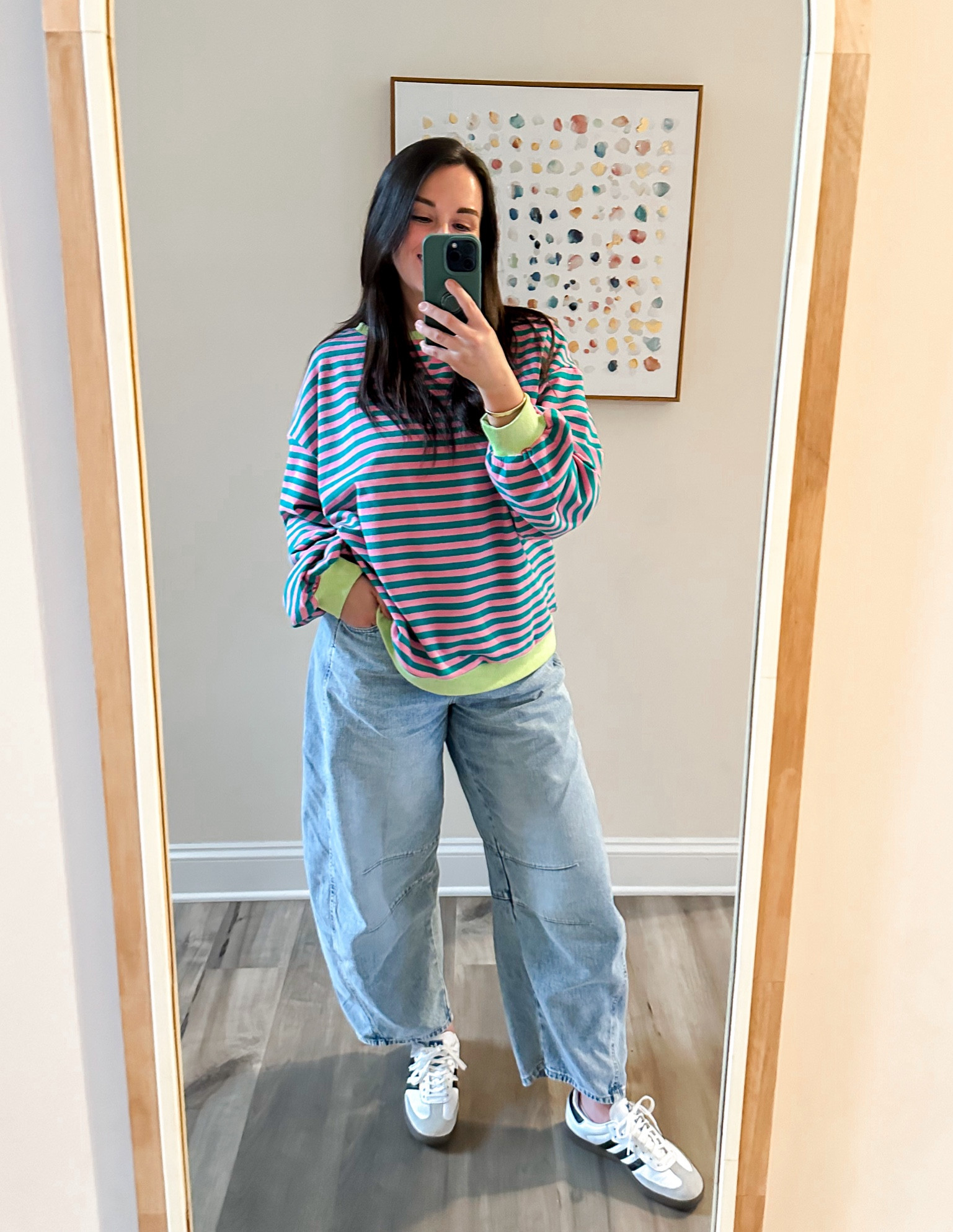 Free People look for less from Amazon! Barrel jeans + striped sweater, adidas samba 

#LTKfindsunder50 #LTKshoecrush #LTKfindsunder100