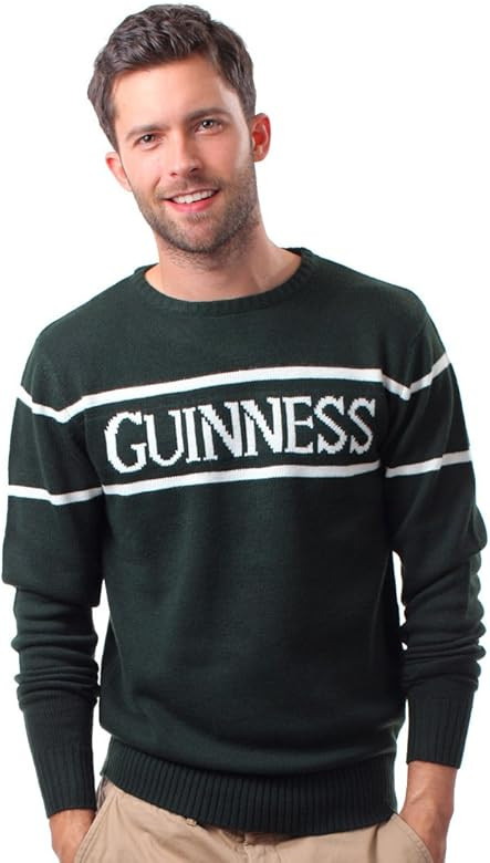 Official Guinness Men's Knit Jumper With White Guinness Text, Bottle Green, Medium | Amazon (US)