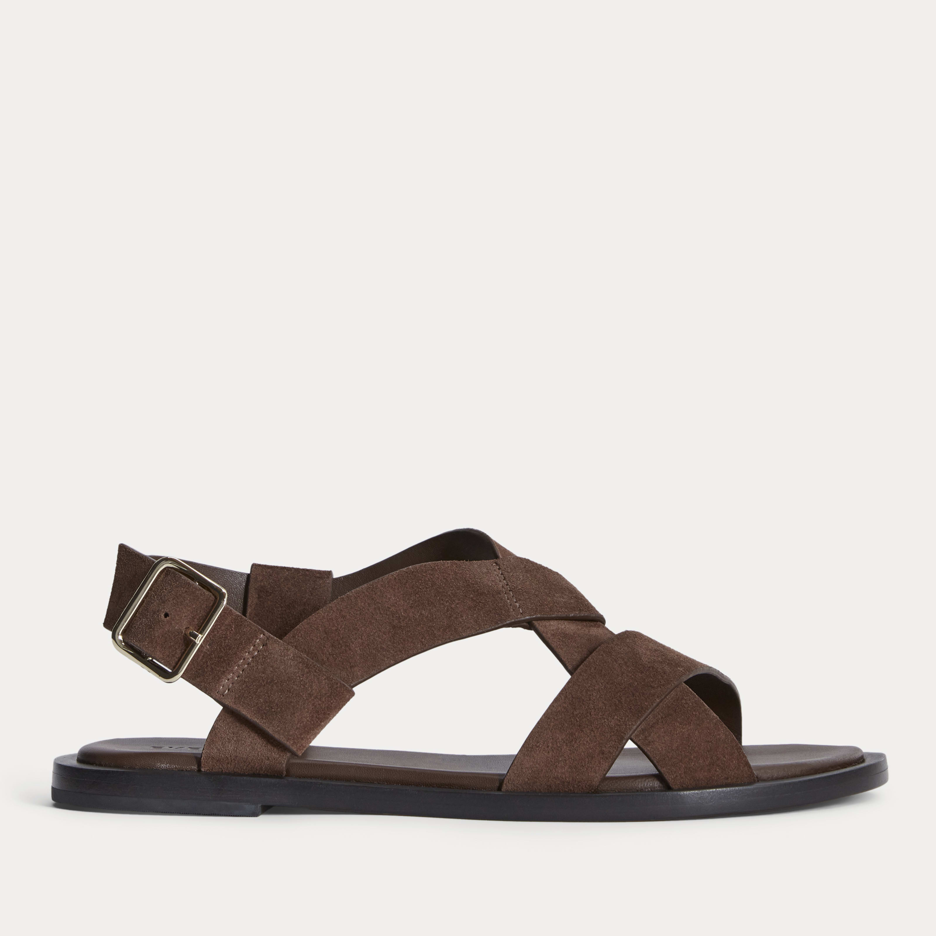 City Strap Sandal by Everlane in Burnt Umber Suede, Size 5 | Everlane