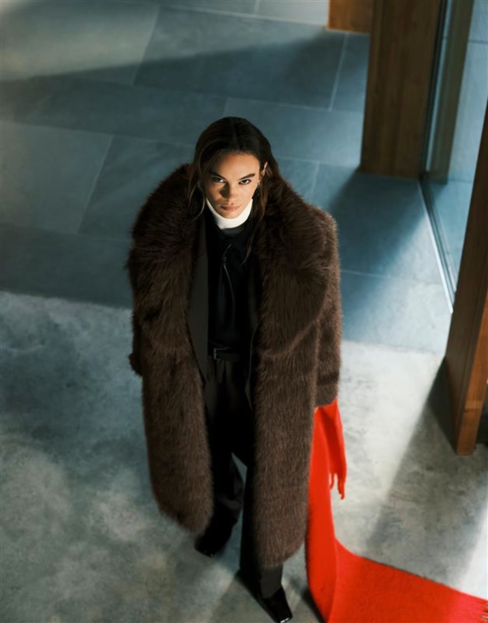 The Frolic exclusive faux fur oversized collar maxi coat in brown | ASOS (Global)