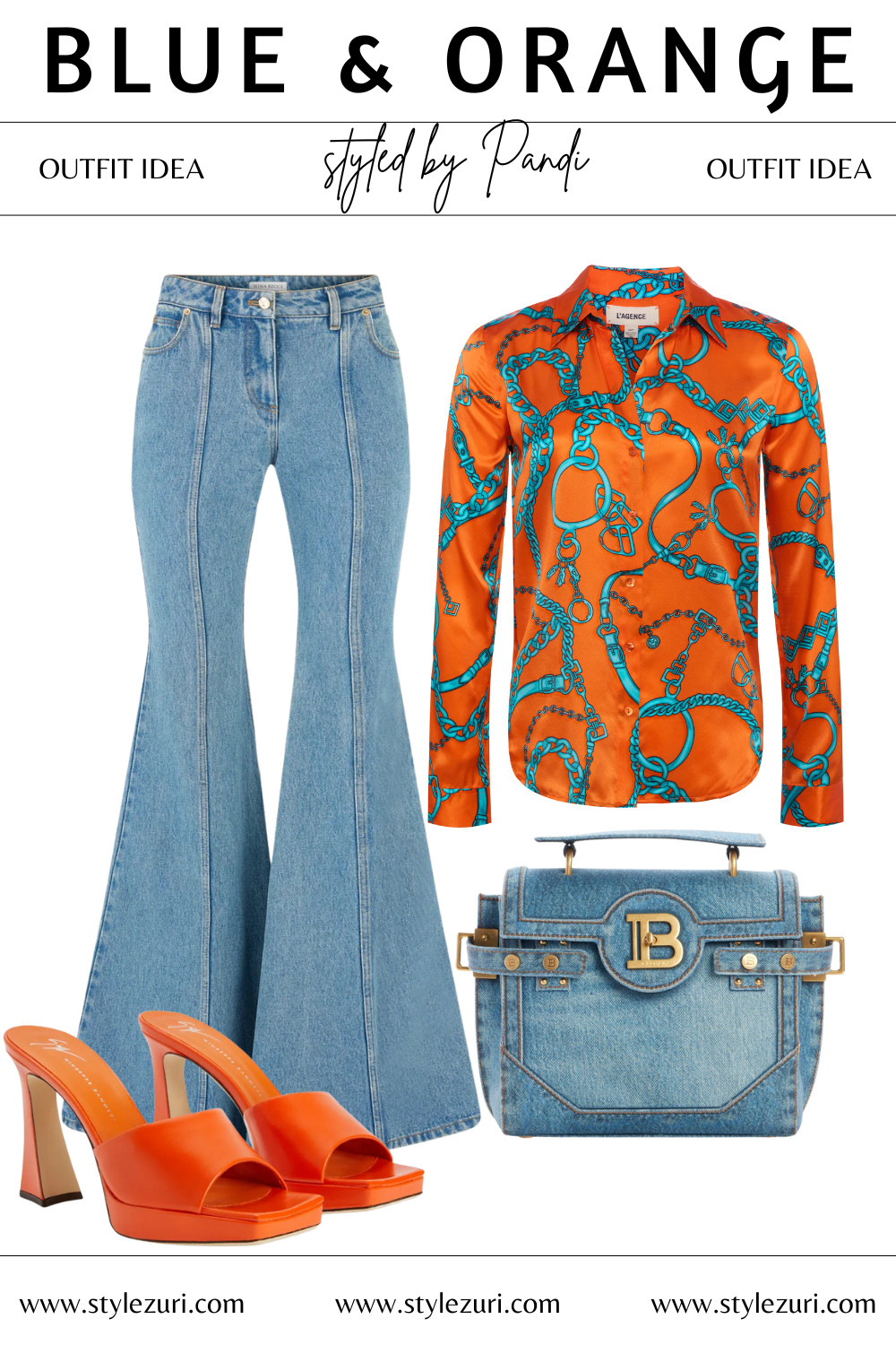 Blue and orange color-blocking outfit idea 

 #LTKStyleTip
