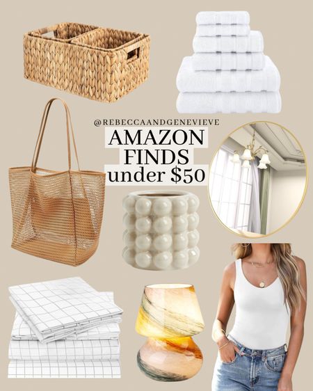This week’s Amazon finds under $50 🔥
-
Home decor. Amazon deals. Beach tote. Rattan basket. Towel set. Bed sheets. Bedding. Tank top. Vase. Table lamp. 

#LTKunder50 #LTKhome #LTKFind