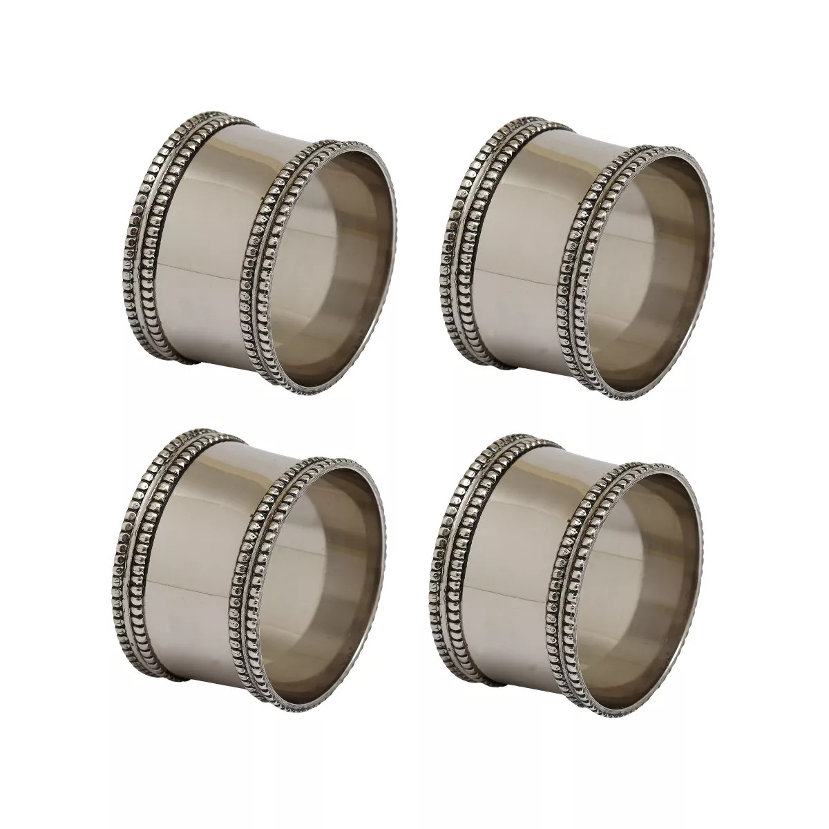 Design Imports Antique Band Napkin Ring Set/4, Silver | Target