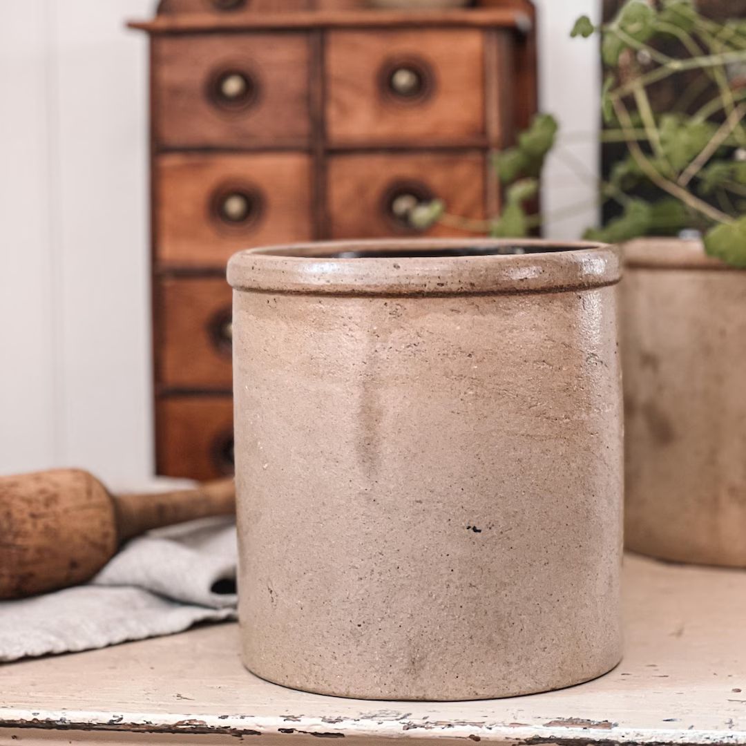 Early American Salt Glazed Stoneware Crock 1 Gallon Crock Utensil Holder, Stem Holder Large Farmh... | Etsy (US)