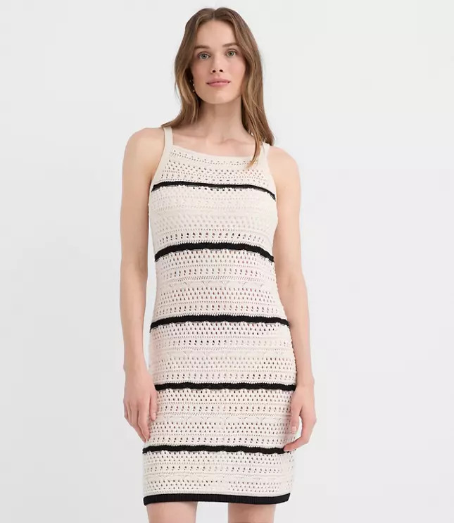 LOFT Beach Striped Pointelle Sweater Mini Swimsuit Coverup | LOFT