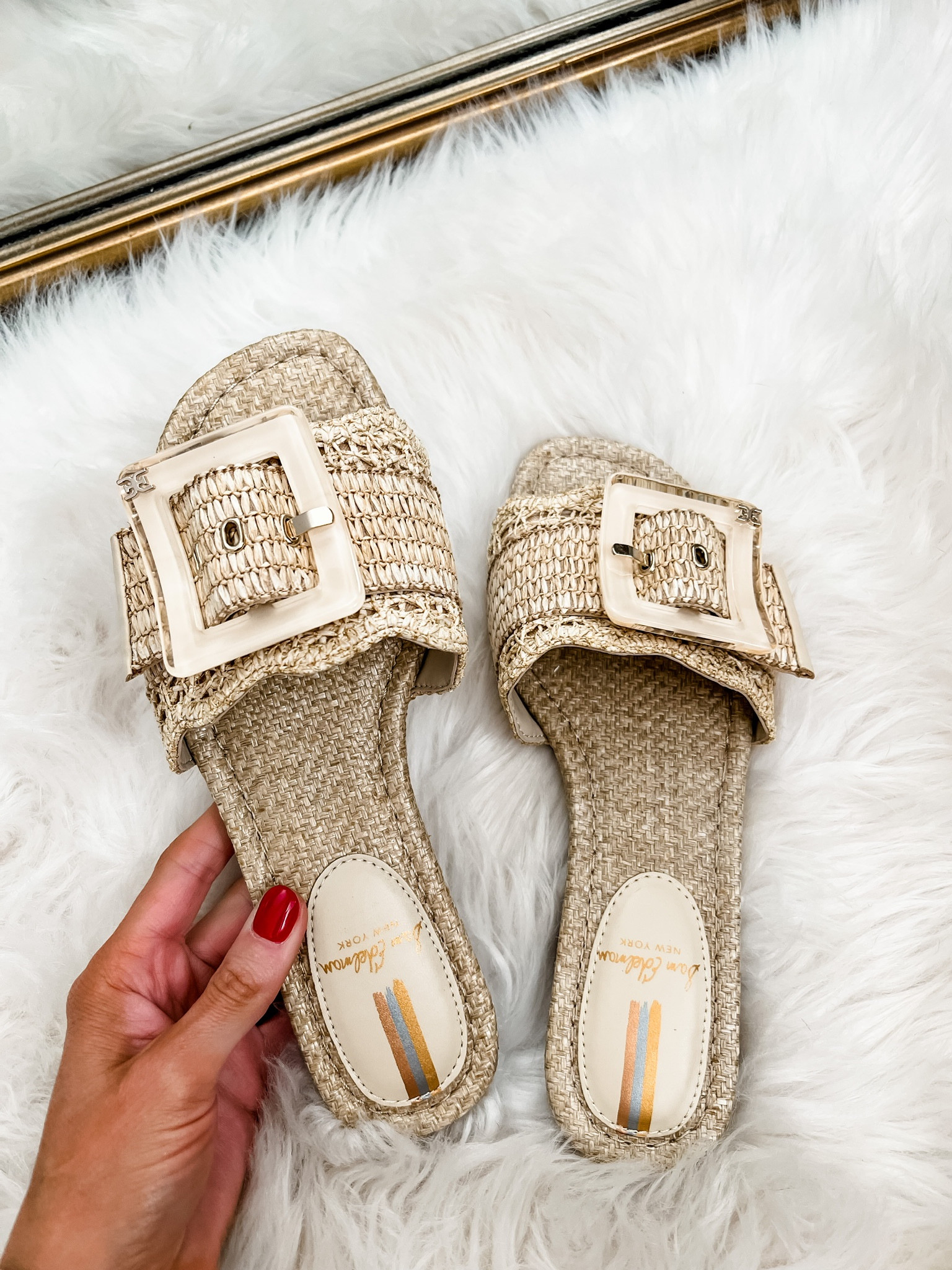 Sam edelman ribbed deals raffia slide sandals