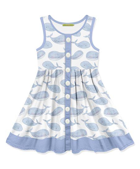 Millie Loves Lily White & Periwinkle Whale Sleeveless Button-Up A-Line Dress - Infant, Toddler & ... | Zulily