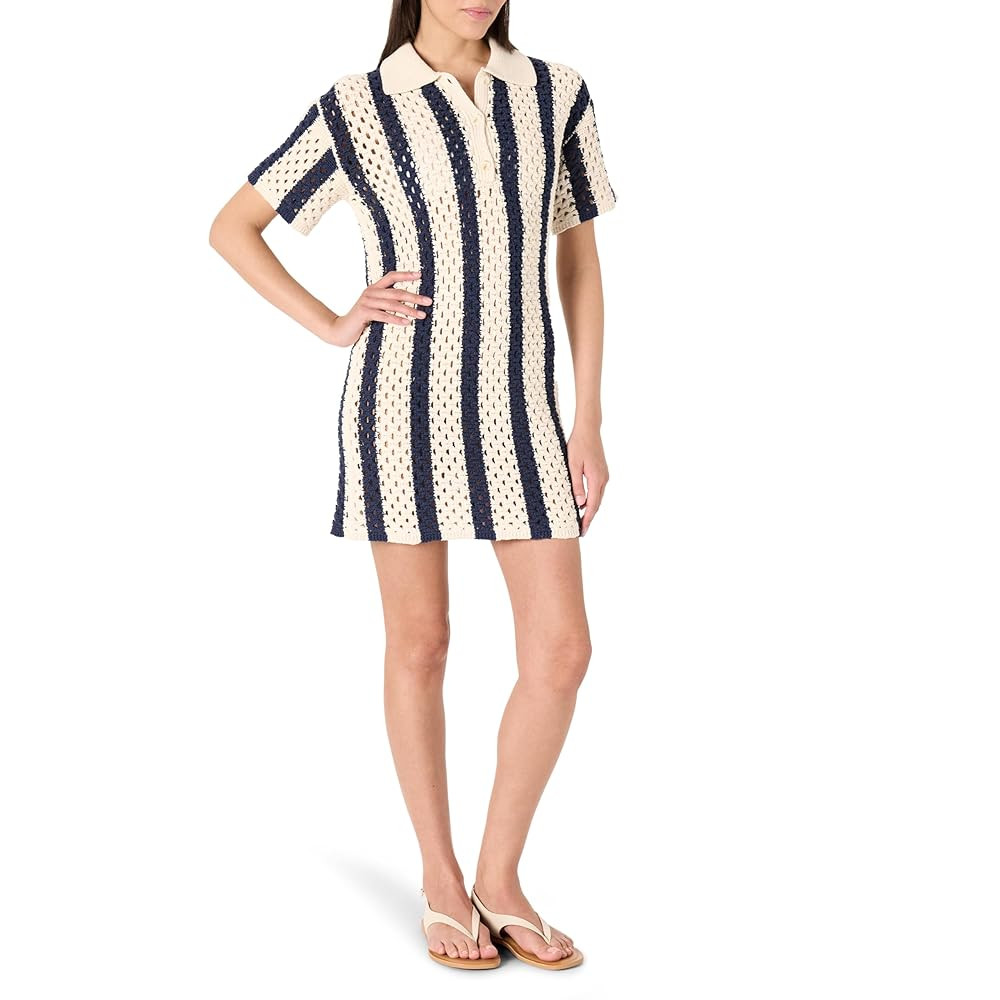 The Drop Women's Tary Crochet Splitneck Polo Dress | Amazon (US)