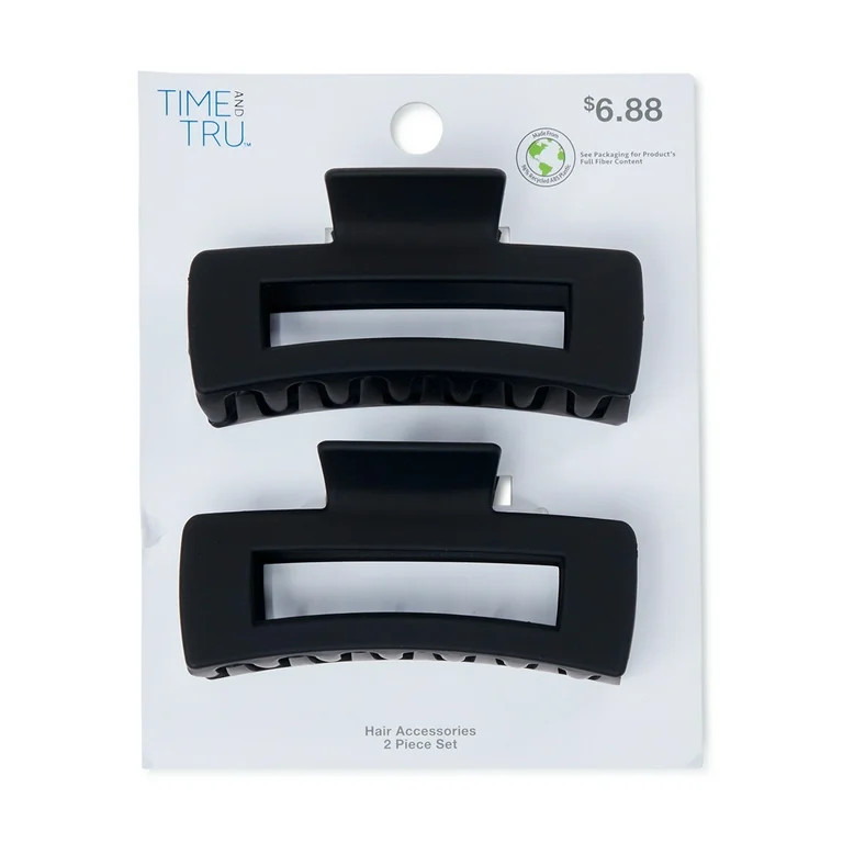 Time and Tru Women's Claw Hair Clips, 2-Pack | Walmart (US)