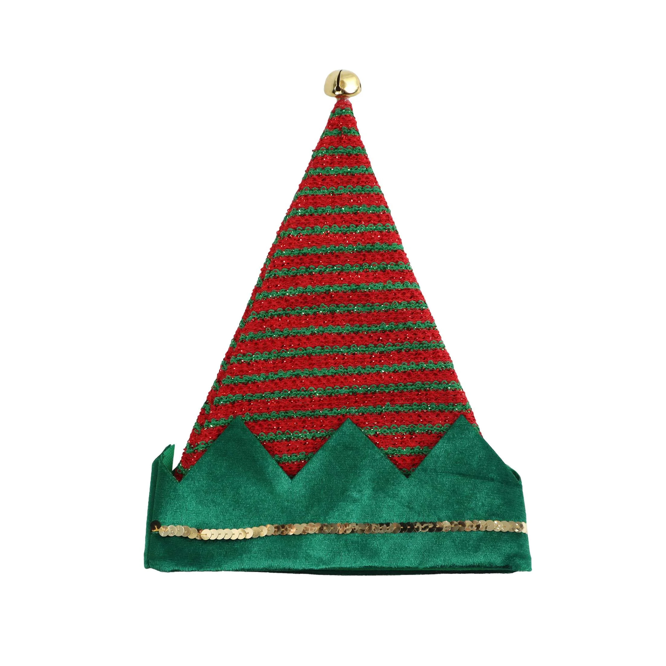 Red/Green Stripe Elf Christmas Hat, Red and Green, 12"Wx15.25"H, by Holiday Time | Walmart (US)