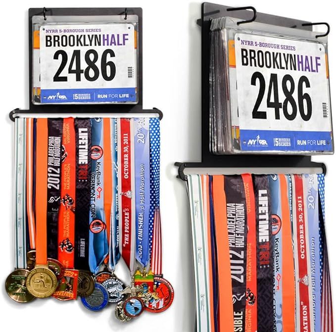 Gone For a Run BibFOLIO Plus Race Bib and Medal Display | Wall Mounted Hanger – Displays up to ... | Amazon (US)