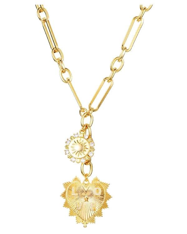 ANIZOXY Sun Heart Pendant Choker Necklace for Women Gils,18K Gold Plated Multi Pendants Chunky Ch... | Amazon (US)