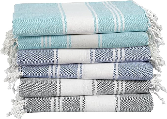 LANE LINEN Pool Towels, Turkish Beach Towels Oversized Set of 6, Pre-Washed, No Shrink, Quick Dry... | Amazon (US)