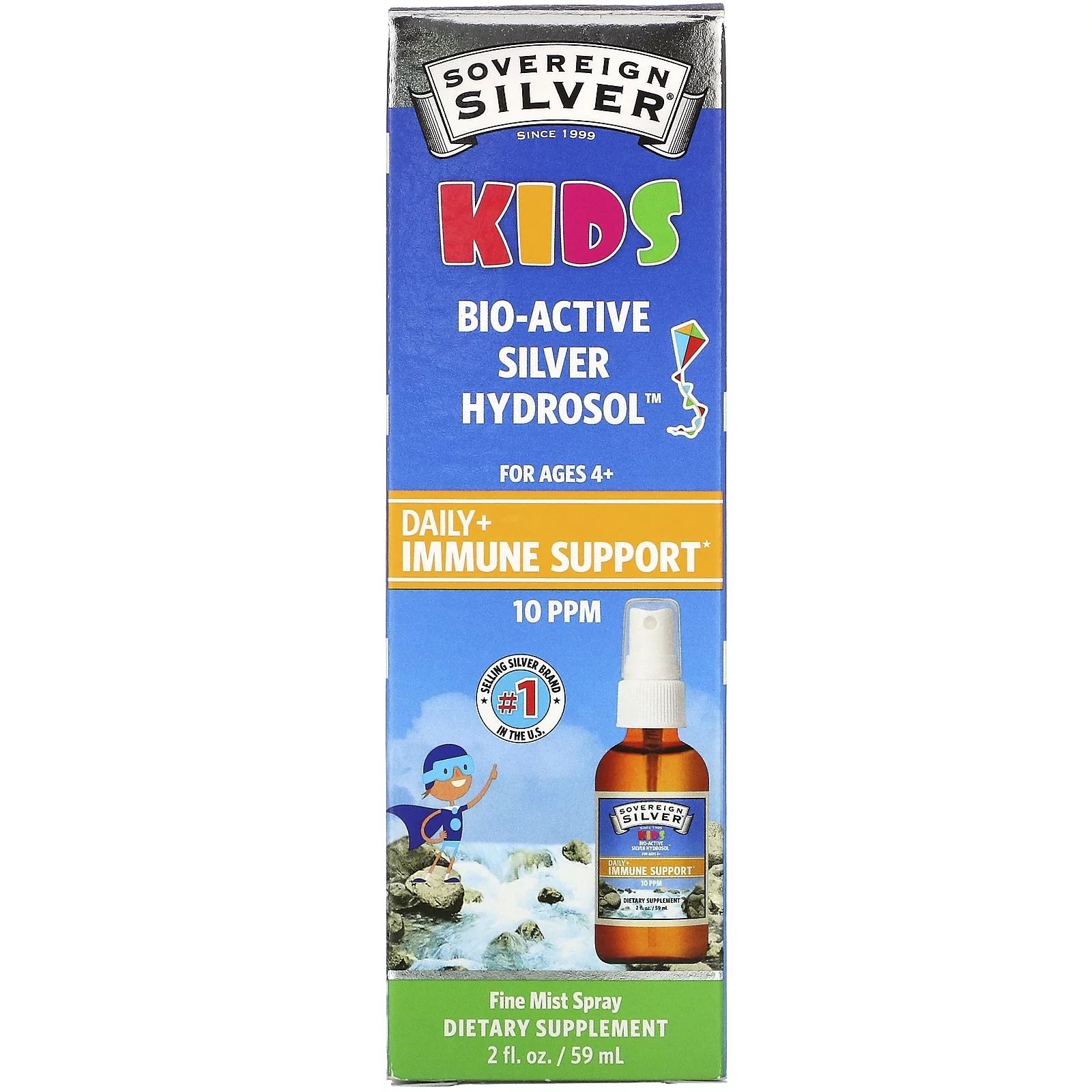 Sovereign Silver Kids Bio-Active Silver Hydrosol, Daily Immune Support Spray, Ages 4+, 10 PPM, 2 ... | Walmart (US)