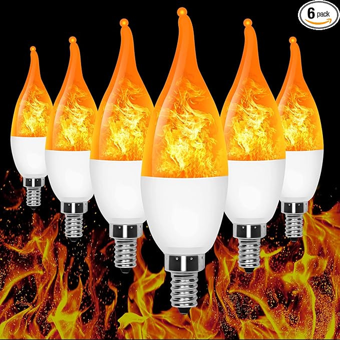 6 Pack LED Flame Light Bulb , 3 Mode LED Candelabra Flame Light Bulb 1.2 Watt Warm White Chandeli... | Amazon (US)