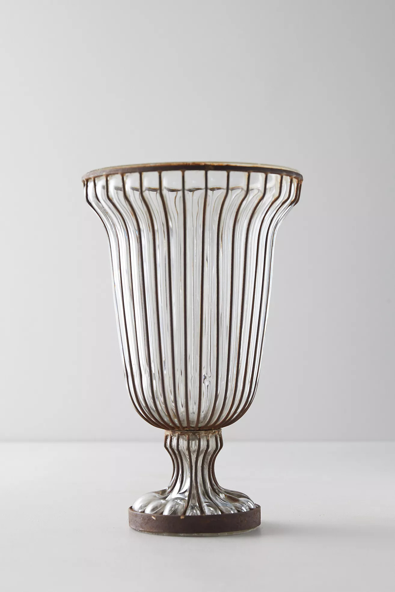 Fluted Glass + Iron Vase | Anthropologie (US)