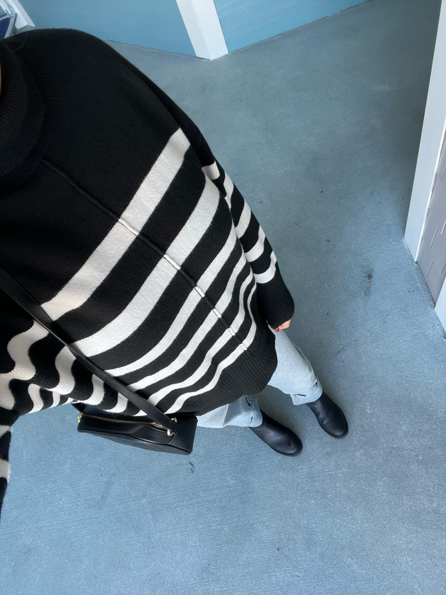 Striped mock neck sweater and flattering slouchy jeans from banana republic winter outfit under $60 

#LTKSeasonal #LTKstyletip #LTKsalealert