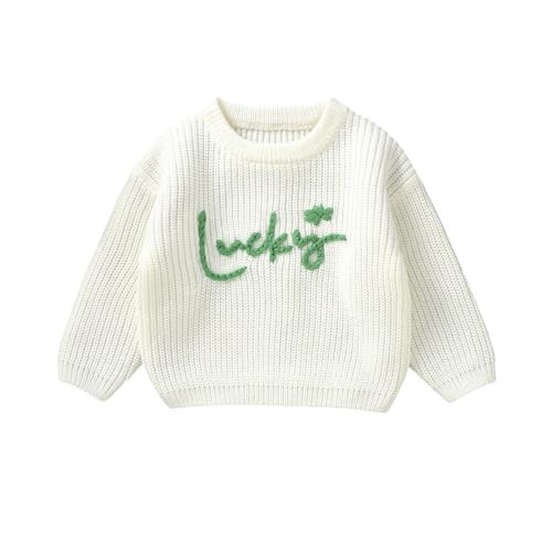 YINGISFITM Toddler Baby Girl Boy St Patricks Day Clothes Knit Sweater Shirt Oversized Warm Pullover Fall Cute Outfits (Lucky White, 2-3 Years) | Amazon (US)