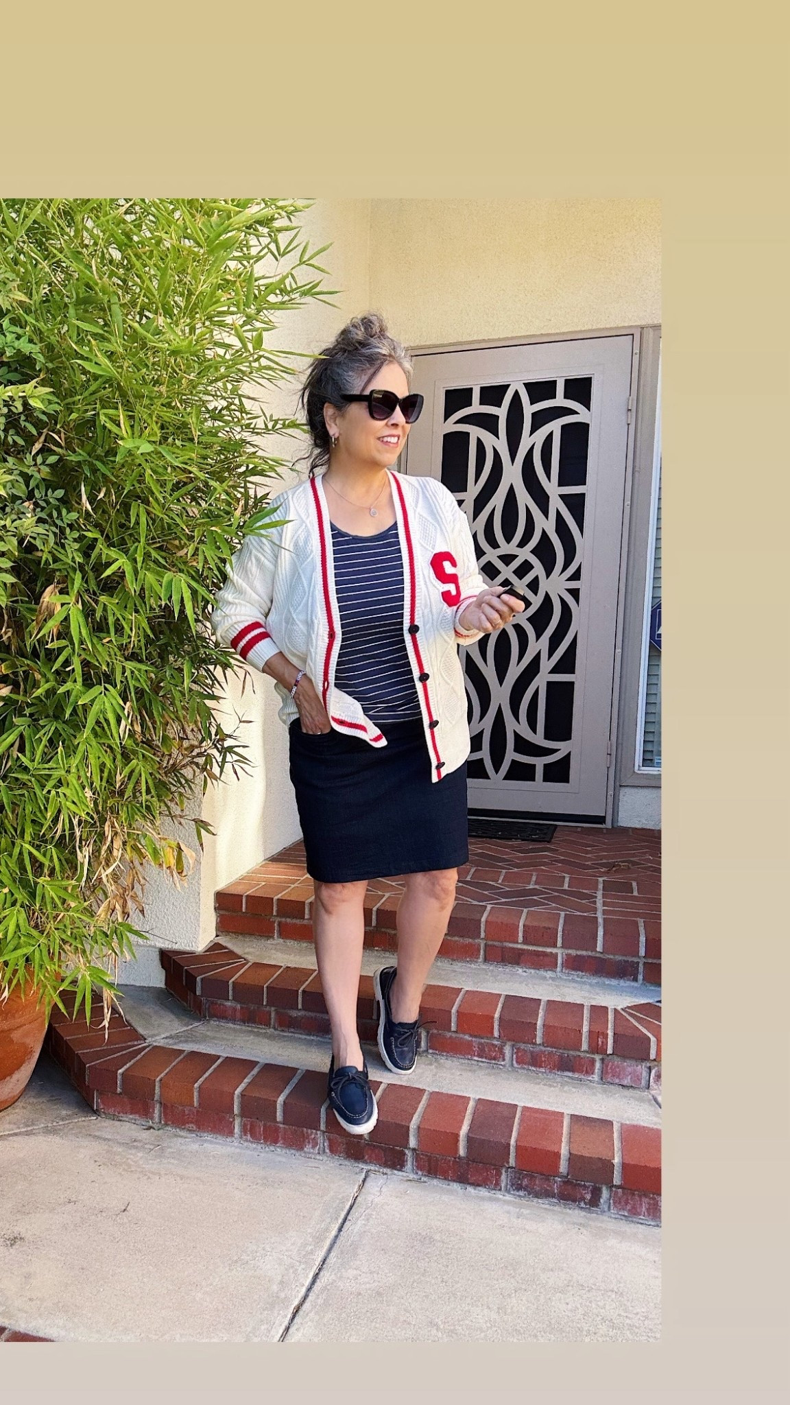 A skirt, tee and Sperrys for the start of September ~ it’s still hot here! I’ll throw on the cardi in the AC or after  sunset. It gives off preppy, back to school vibes. (Size down for cardigan.) #sweater #skirt #kohls #sperry #preppy 

#LTKFindsUnder100 #LTKStyleTip #LTKSaleAlert