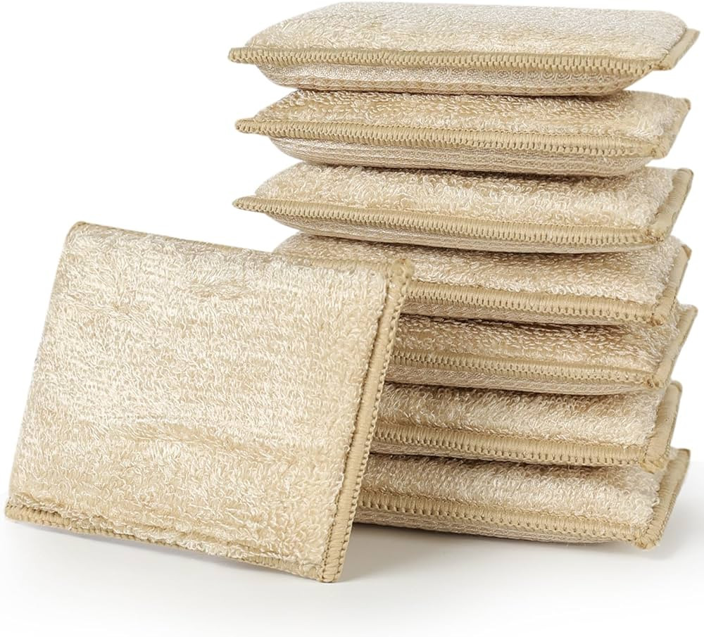 JEBBLAS Esponjas absorbentes naturales de bambú, esponjas de limpieza de cocina, esponjas reutil... | Amazon (US)