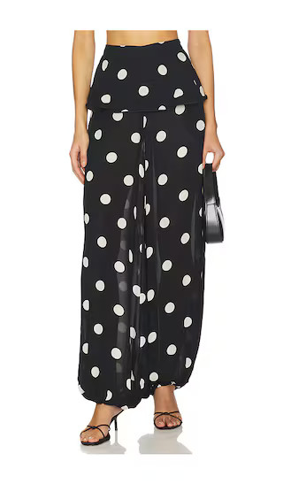 Polka Dot Peplum Pants in Black | Revolve Clothing (Global)
