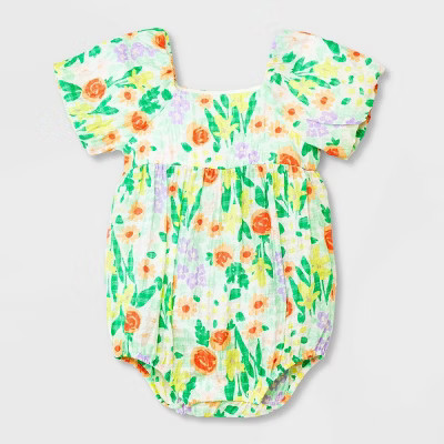 Baby Girls' Ballon Romper - Cat & Jack™ Green 24M | Target