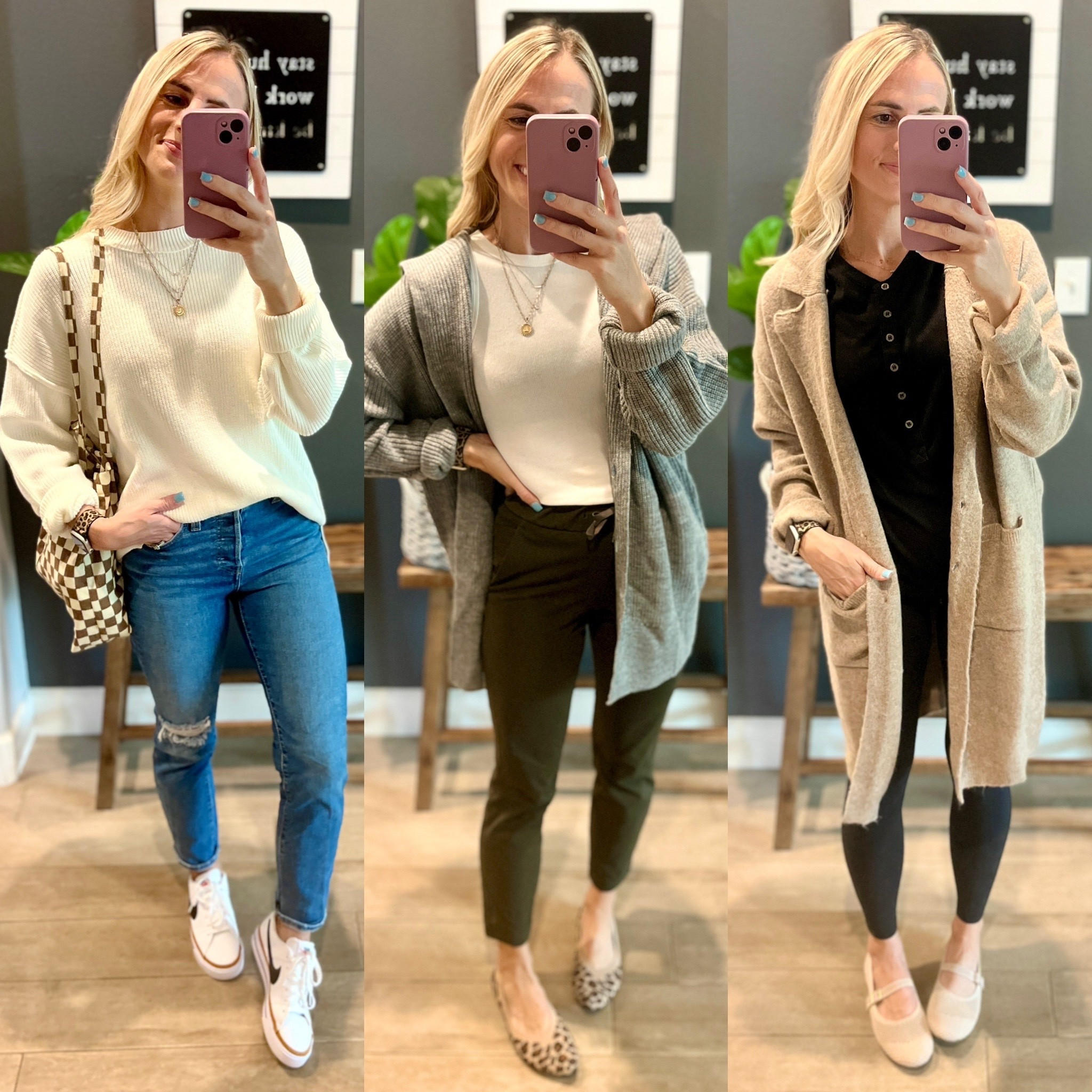 Sweaters and cardigans that are great for teaching and casual wear! These are all great quality and come in other colors. The grey one has a hood! Teacher outfit // workwear// fall fashion // casual outfit 

#LTKWorkwear
