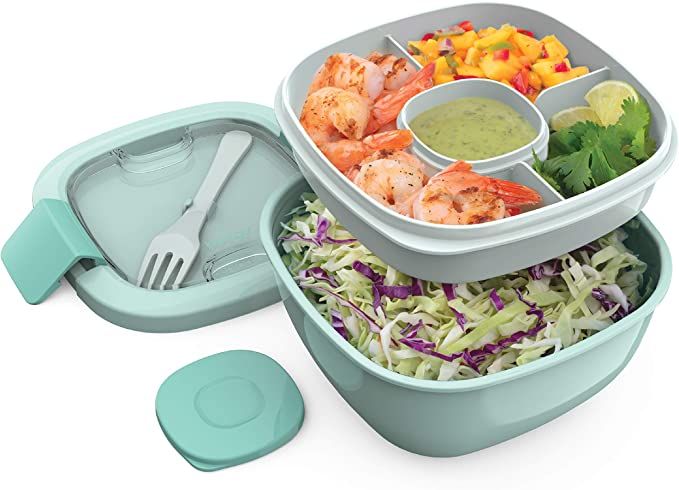 Bentgo® Salad - Stackable Lunch Container with Large 54-oz Salad Bowl, 4-Compartment Bento-Style... | Amazon (US)