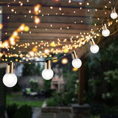 Safavieh Farrynn Outdoor String Lights, Black/Brass | Ashley Homestore