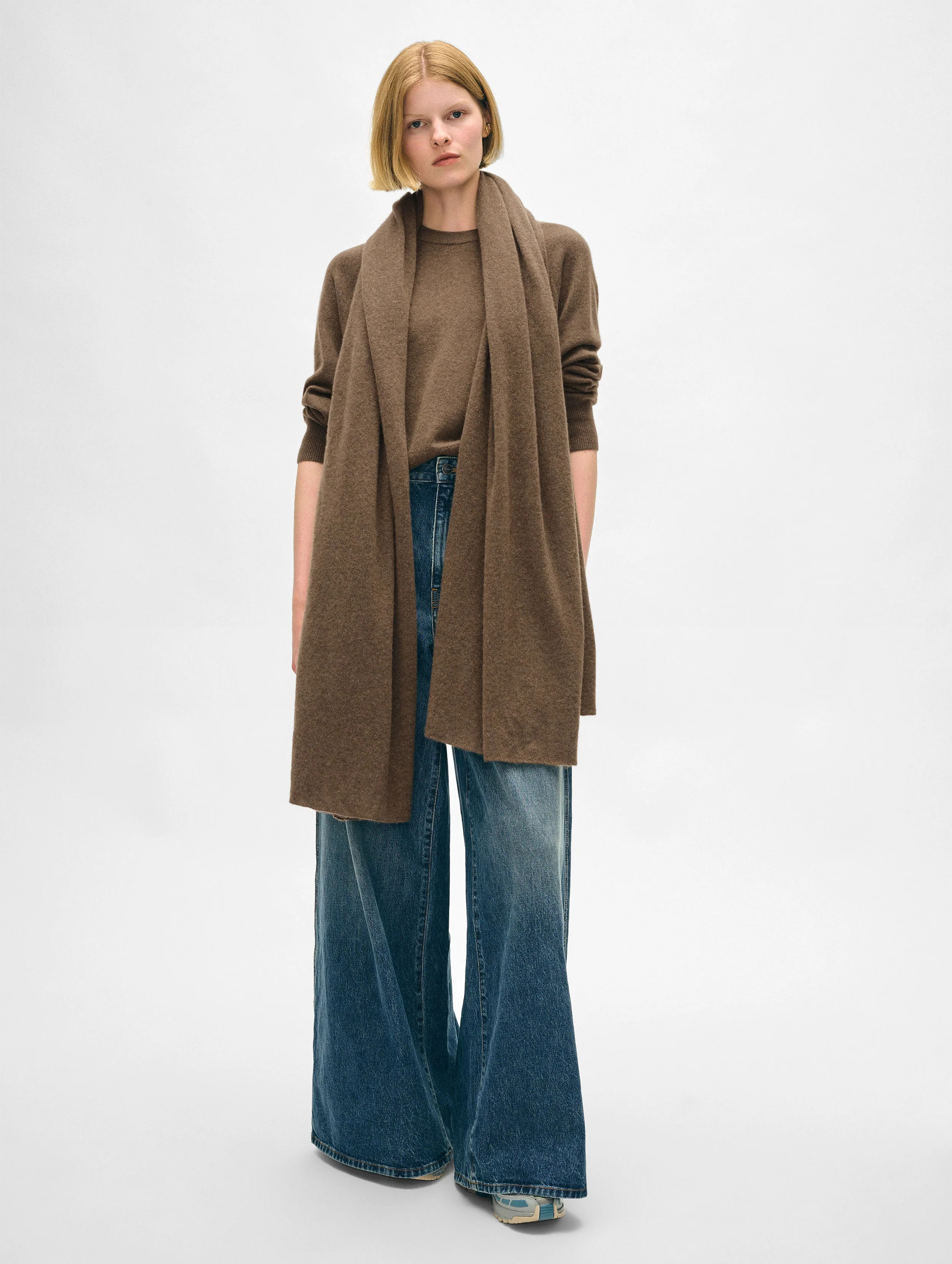 White + Warren Cashmere Travel Wrap in Russet Brown size 81" x 36 | White and Warren
